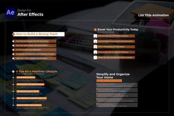 4k List Title V2: Enhance Your Videos with Modern and Professional List Title Templates for After Effects