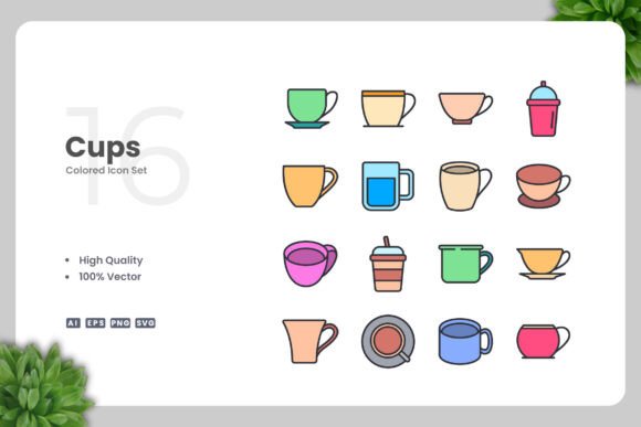 Cups Color Icons for Every Project