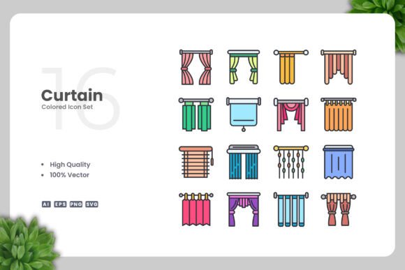Curtain Color Icons for Simple Design