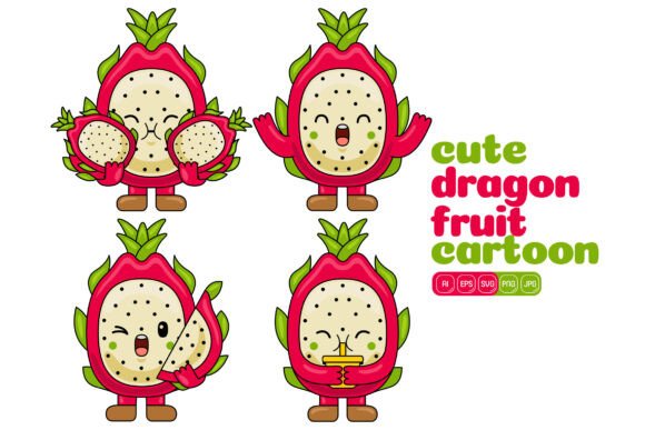 Cute Dragon Fruit Mascot Vector Pack 04: A Versatile Tool for Modern Designers