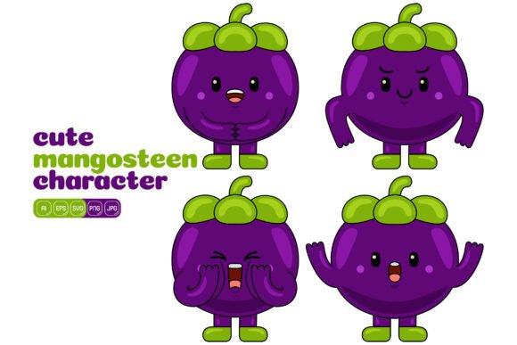 Cute Mangosteen Mascot Vector Pack 02: A Versatile Design Resource for Modern Illustrations