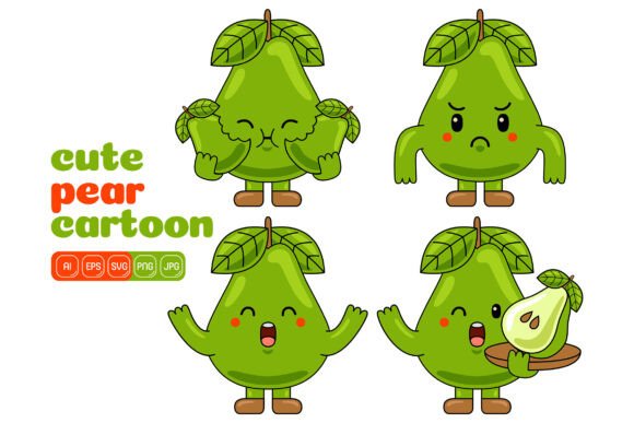Cute Pear Mascot Vector Pack 02: A Versatile Design Resource for Creatives