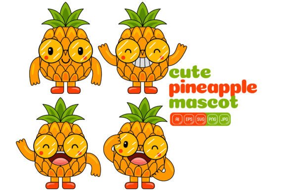 Cute Pineapple Mascot Vector Pack 01