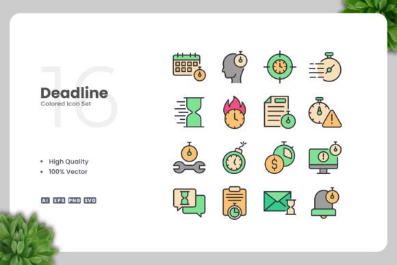 Deadline Color Icons for Versatile Design Projects