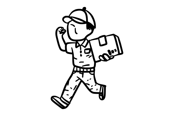 Delivery Man Carrying a Package Doodle: A Versatile Design Asset