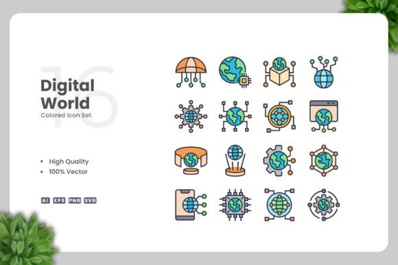 Digital World Colored Icons