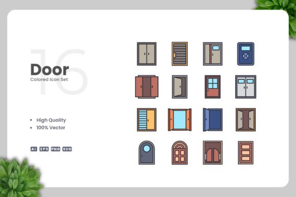 Door Colored Icons for Every Creative Need