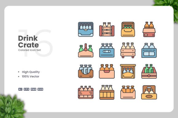 Drink Crate Colored Icons