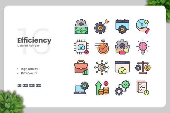 Efficiency Colored Icons: Enhancing Visual Communication with Simplicity and Style