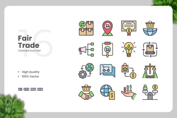 Fair Trade Color Icons for Creative Projects
