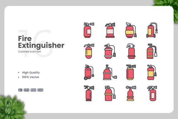 Fire Extinguisher Color Icons: A Simple and Clean Design for Every Project
