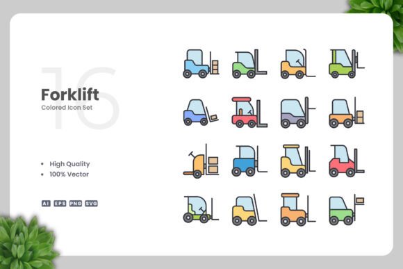 Forklift Color Icons: A Versatile Design Solution for Modern Creatives