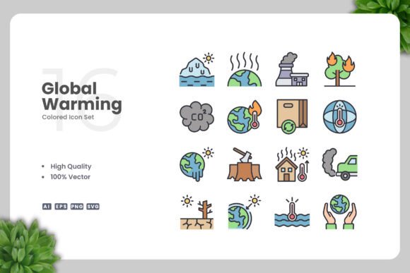 Global Warming Colored Icons