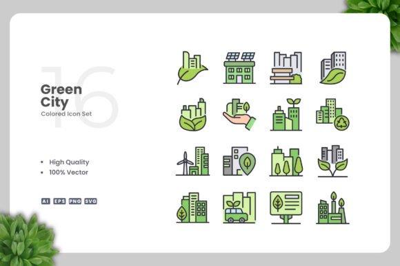 Green City Colored Icons: A Strategic Design Tool for Modern Creativity