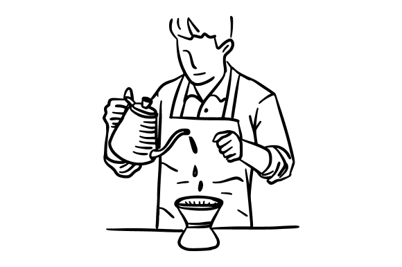 Handcrafted Pour Over Coffee Brewing and the Art of Hand-Drawn Black and White Doodles