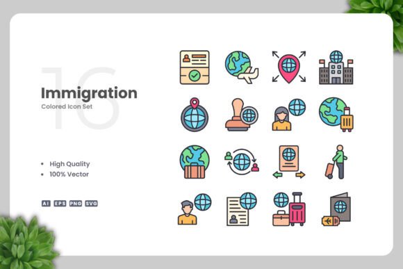 Immigration Colored Icons: A Versatile Design Solution for Modern Projects