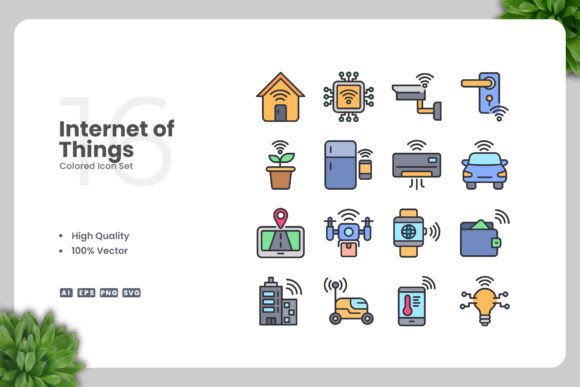 Internet of Things Colored Icons for Modern Design Needs