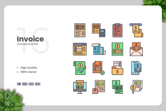 Invoice Colored Icons for Modern Design Projects