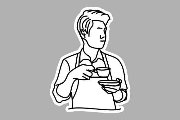 Minimalist Coffee Brewing Doodle: A Stylish Addition for Creative Projects