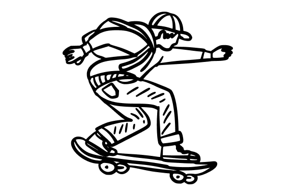 Skateboarder Doing Tricks Doodle: A Versatile Creative Asset
