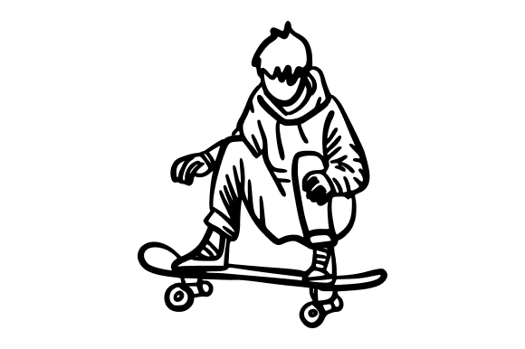Skateboarder in Mid-Air Trick Doodle: A Unique Visual for Creative Expression
